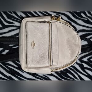 COACH Pebbled Leather Mini Backpack - Cream